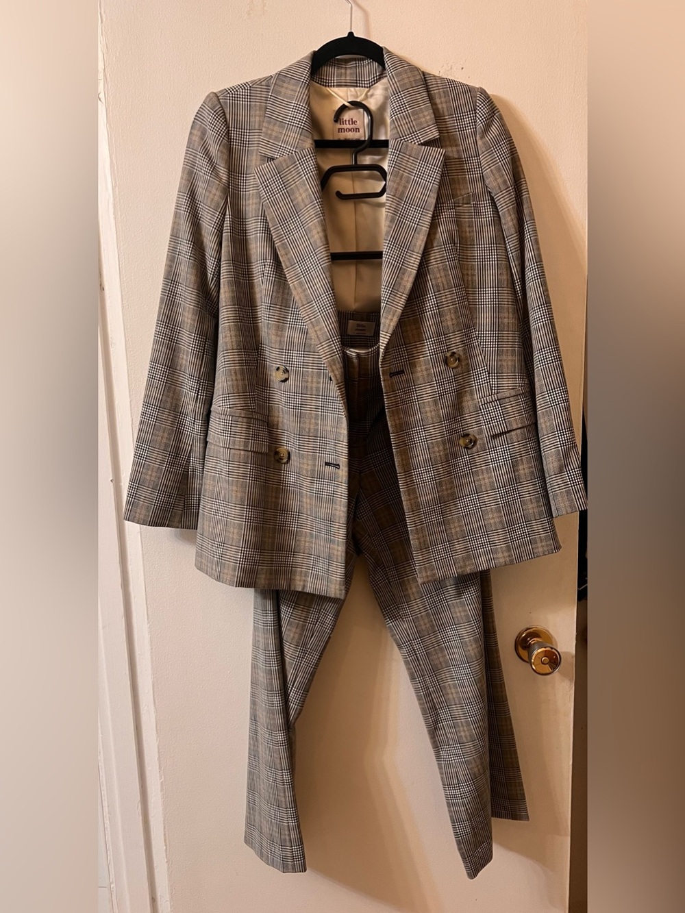 Aritzia Little Moon Plaid Suit Set - Double-Breasted Blazer & Matching Trousers